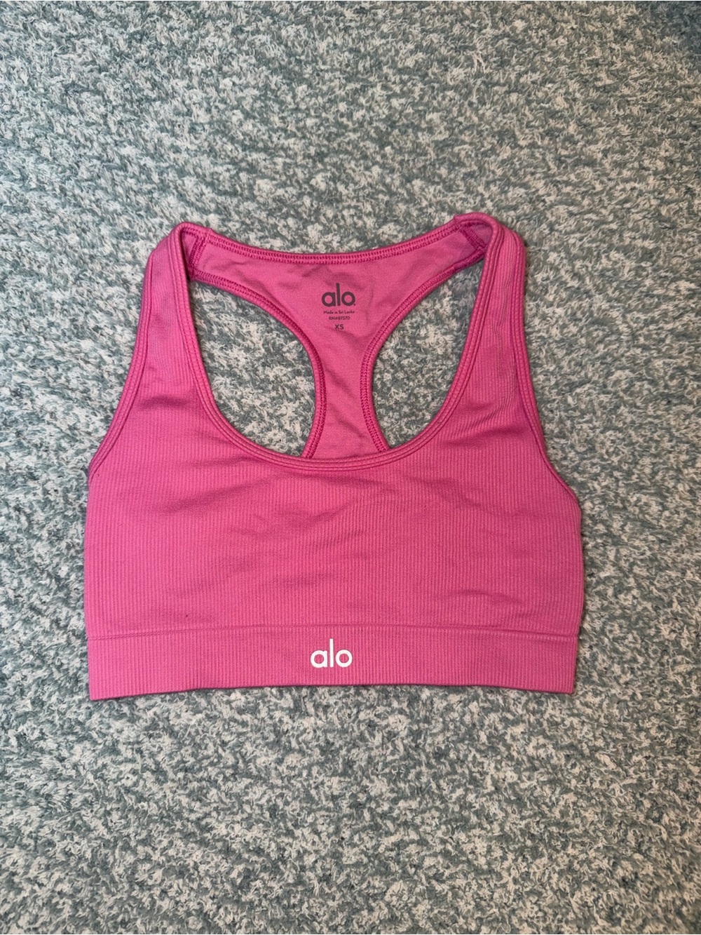ALO Yoga Pink Ribbed Racerback Sports Bra